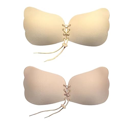 Pinkswan 2 Paar Damen Klebe BH Push Up, Trägerloser Unsichtbarer Anheben Nippelabdeckung Größe B Cup von Pinkswan