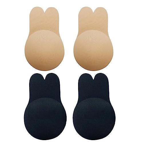 Pinkswan 2 Paar Klebe BH Rabbit C 2 Paar Damen Klebe BH Push Up, Trägerloser Unsichtbarer Anheben Nippelabdeckung 13cm von Pinkswan