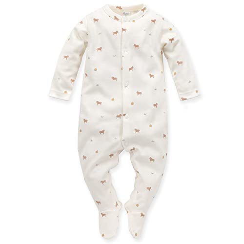 Pinokio Baby Overall Wooden Pony, 100% organic cotton ecru with horses, Unisex Gr. 50-74 (74) von Pinokio