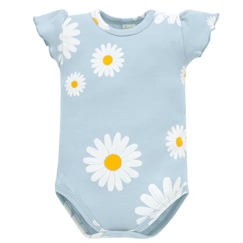 Pinokio Body Kurzarm Daisy, 100% Baumwolle blau, Blumenmuster, Mädchen 62-92 (74) von Pinokio