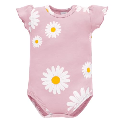 Pinokio Body Kurzarm Daisy, 100% Baumwolle rosa, Blumenmuster, Mädchen 62-92 (74) von Pinokio