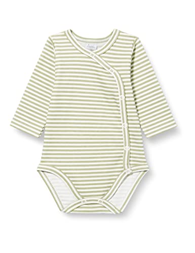 Pinokio Bodysuit Buttoned Long Sleeve Olivier, 100% Cotton, Ecru Olive Stripes, Boys 56-74 (74) von Pinokio