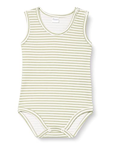 Pinokio Bodysuit Sleeveless Olivier, 100% Cotton, Ecru Olive Stripes, Boys 62-92 (92) von Pinokio