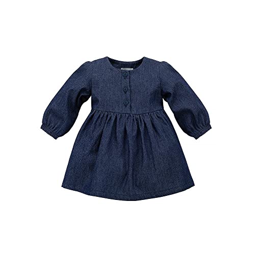 Pinokio Dress Romantic, 100% Cotton, Navy Blue Jeans, Girls 68-122 (86) von Pinokio