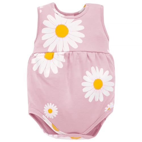 Pinokio Träger-Body Daisy, 100% Baumwolle rosa, Blumenmuster, Mädchen 62-86 (80) von Pinokio