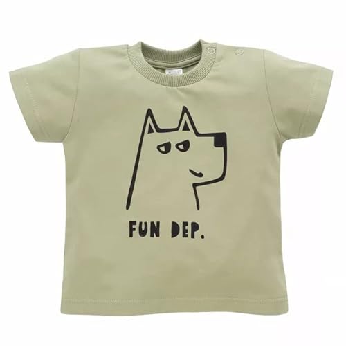 Pinokio Tshirt Olivier, 95% Cotton 5% Elastane, Olive Green with Dog Print, Boys 74-122 (80) von Pinokio