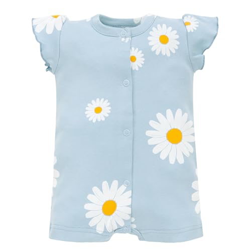 Pinokio Wickelromper Daisy, 100% Baumwolle blau, Blumenmuster, Mädchen 56-74 (74) von Pinokio