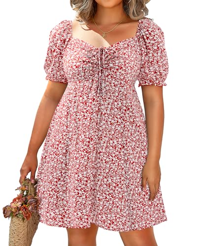 Pinup Fashion Damen-Sommerkleid, Übergröße, lässig, Puffärmel, gesmokt, kurz, A-Linie, Babydoll, niedliches Minikleid, Red Floral 2, 52 Mehr Pinup Fashion Damen-Sommerkleid, Übergröße, lässig, Puffärmel, gesmokt, kurz, A-Linie, Babydoll, niedliches Minikleid, Red Floral 2, 52 Mehr von Pinup Fashion