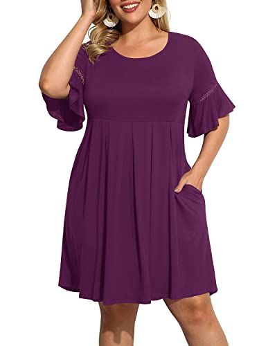 Pinup Fashion Damen Übergröße Glockenärmel Rundhals Casual Sommer Strick Babydoll Swing Sommerkleid Taschen, Violett, 48 Mehr Pinup Fashion Damen Übergröße Glockenärmel Rundhals Casual Sommer Strick Babydoll Swing Sommerkleid Taschen, Violett, 48 Mehr von Pinup Fashion