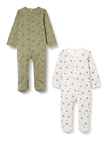 PIPPI Unisex Baby Nightsuit w/f-Buttons 2-Pack Pajama Set, Deep Lichen Green, 92 von Pippi
