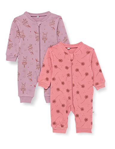 PIPPI Unisex Baby Nightsuit-Zipper (2-Pack) Pajama Set, Dusty Rose, 56 von Pippi