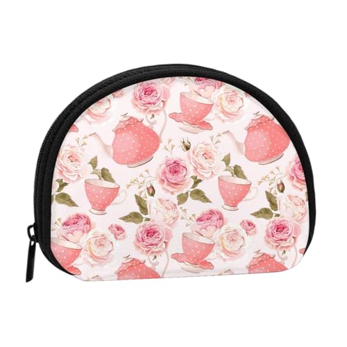 Karate Herren Münzgeldbörse Muschel Mini Pouch Geldbörse Wechseltasche für Frauen Mädchen Kinder, Rosa Teekanne, Einheitsgröße von Piwine