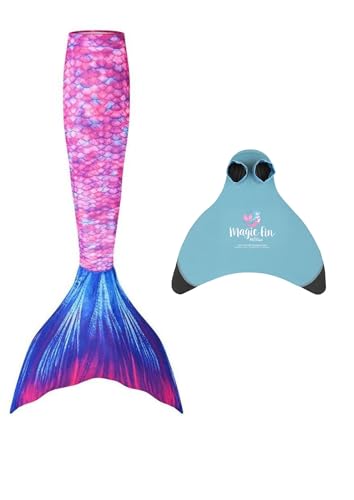 Planet Mermaid Mädchen Kinder 2 Stück Lebendige Farbe Starter Schwimmen Meerjungfrau Schwanz & verschleißfeste Magic Fin Monoflosse enthalten, Ocean Kiss, 8-9 Jahre von Planet Mermaid