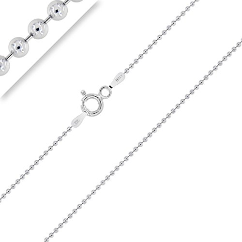 Planetys - Kinder und Baby Kugelkette 925 Sterling Silber Rhodiniert Mädchen Jungs Kette 1 mm Breite Verschiedene Längen: 40 cm von Planetys