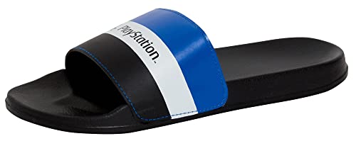 Playstation Männer Sony Sliders, Teens Gaming Slip-On Sandalen für Spieler, Jungen Flip-Flops, Duschschuhe, Schwarz/Blau, 40 EU von Playstation