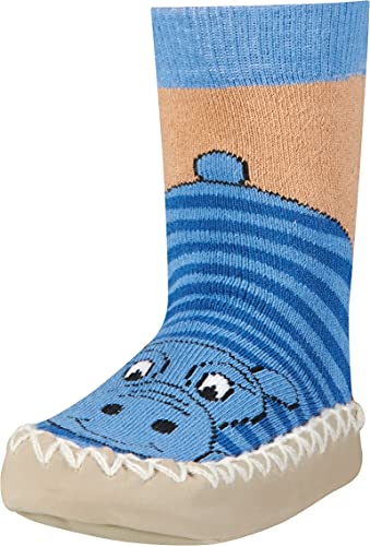 Playshoes Jungen Unisex Kinder Hüttenschuh Socken, blau-Nilpferd, 27/30 EU von Playshoes