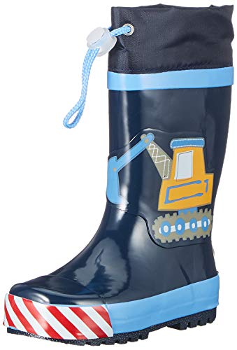 Playshoes Kinder Gummistiefel aus Naturkautschuk, trendige Unisex Regenstiefel mit Reflektoren, Baustelle, 26/27 EU von Playshoes