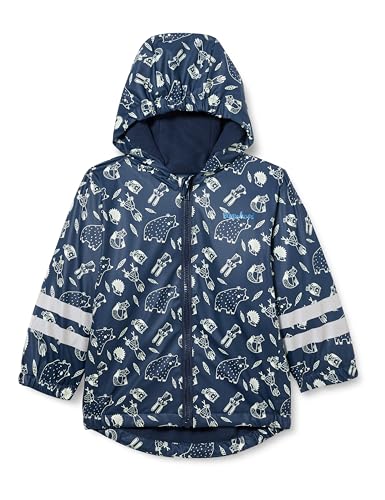 Playshoes Unisex Kinder Fleece-Futter Regenmantel Regenjacke Regenbekleidung, Marine Waldtiere, 92 von Playshoes