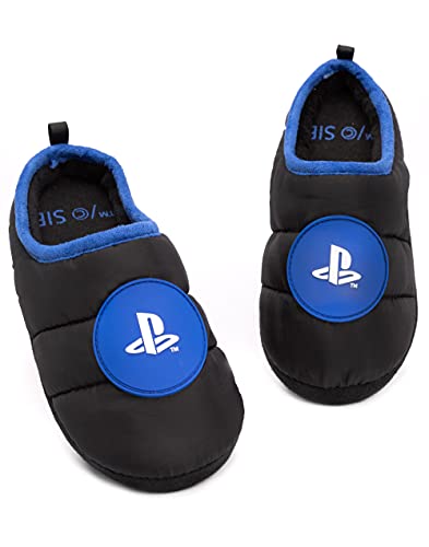 Playstation Hausschuhe Jungen Kinder Teens Spiel Logo Schwarze Schuhe 32 von Playstation