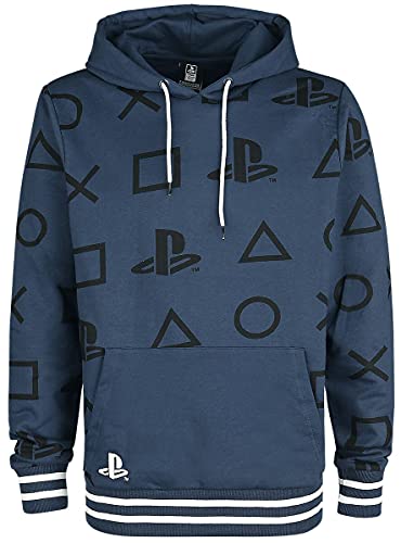 Playstation Icons Männer Kapuzenpullover blau L 100% Baumwolle Fan-Merch, Gaming von Playstation