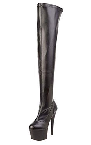 Pleaser Damen ADORE-3000 Kurzschaft Stiefel, Schwarz (Schwarz (Blk STR Faux Leather/Blk Matte) von Pleaser