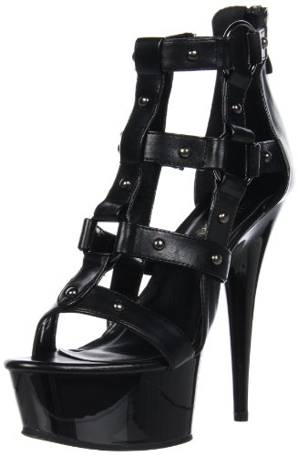 Pleaser Delight-682/BPU/M Plateau-Sandalen für Damen, Schwarz (Schwarzes Polyurethan), 39 EU von Pleaser