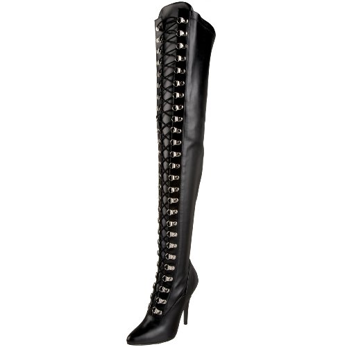 Pleaser Damen SEDUCE-3024 Kurzschaft Stiefel, Schwarz (Blk STR Pu), 45 EU von Pleaser