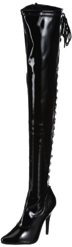 Pleaser SEDUCE-3063 Damen Stiefel, Schwarz (Blk str pat), EU 43 (UK 10) (US 13) von Pleaser