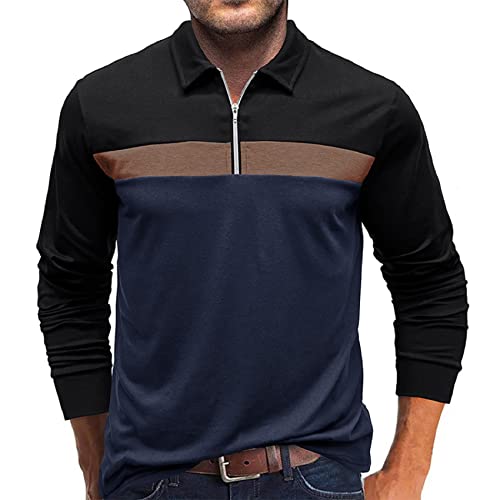 Plilima Poloshirt Herren Langarm Kontrastfarben Golf Poloshirt Herren Tennis Shirt Herren Polohemd Polo Shirts von Plilima