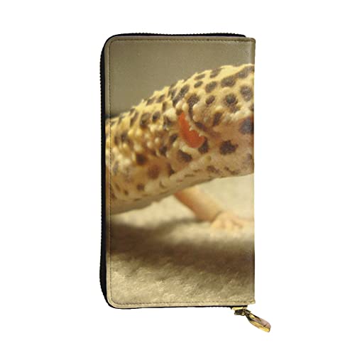 Einzigartige 3D-Tier-Delfin-Druck, lange Geldbörse, Damen, Leder, Geldbörse, modisch, lange Geldbörse, Damengeldbörse, Kreditkartenetui, Sand Leopard Gecko, Einheitsgröße von Pmnnerefaq