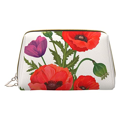 Hacker Era kleine Kosmetiktasche, Leder, Make-up-Tasche für Geldbörse, Reisen, Make-up-Tasche, tragbar, vielseitig, mit Reißverschluss, Make-up-Tasche für Damen, Mohnblume., Einheitsgröße, von Pmnnerefaq