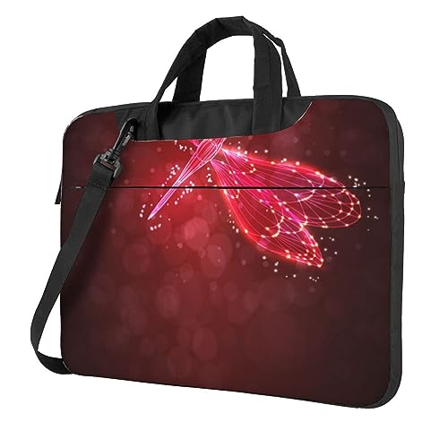 Pmnnerefaq Abstrakte rote Libellen-Laptop-Tasche mit Griff, für Herren und Damen, 33,6 cm (13 14 Zoll) und 39,6 cm (15,6 Zoll), Schwarz , 13 inch von Pmnnerefaq