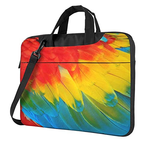 Pmnnerefaq Fantastische Laptoptasche mit Papageienfedern, 33 - 35,6 cm (13 - 14 - 15,6 Zoll) Laptophülle für Laptop / Notebook / Computer mit Griff für Damen, Schwarz , 14 inch von Pmnnerefaq