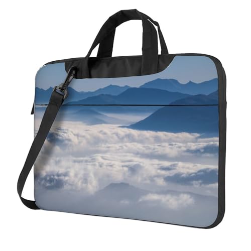 Pmnnerefaq Laptoptasche mit Griff für Damen und Herren, Landschaft mit Bergen und Wolken, 33 - 35,6 cm (13 - 14 - 15,6 Zoll), Schwarz , 13 inch von Pmnnerefaq