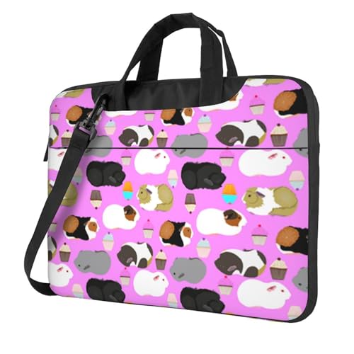 Pmnnerefaq Laptoptasche mit Griff für Damen und Herren, Meerschweinchen und Cupcakes, 33,6 cm, 35,6 cm, 39,6 cm (13 Zoll), Schwarz , 15.6 inch von Pmnnerefaq