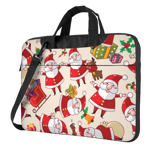 Pmnnerefaq Laptoptasche mit Weihnachtsmotiv, Weihnachtsmann-Design, 33 cm, 35,6 cm, 39,6 cm (15,6 Zoll), Laptoptasche, Notebook, Computer-Tragetasche mit Griff, für Damen und Herren, Schwarz , 15.6 von Pmnnerefaq