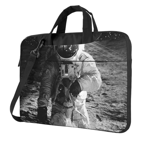 Pmnnerefaq Lunar Astronaut Laptoptasche 33 cm 14 15,6 Zoll Laptop Sleeve Case Laptop Notebook Computer Tragetasche mit Griff für Männer Frauen, Schwarz , 15.6 inch von Pmnnerefaq