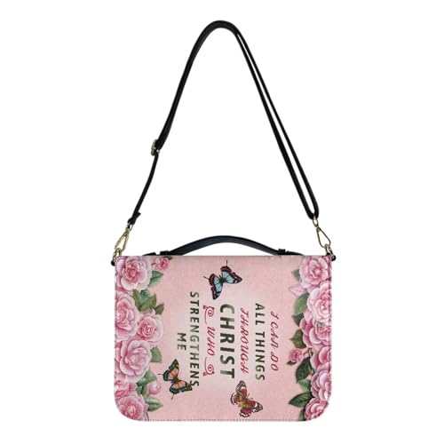 Poceacles Bibelhülle mit rosafarbenem Rosenmuster für Damen und Herren, große Bibelhüllen – I Can Do All Things Bibelhülle mit Griffen – Bibeltasche – Bibeltasche für Kinder – Bibelgeschenk, Größe L Poceacles Bibelhülle mit rosafarbenem Rosenmuster für Damen und Herren, große Bibelhüllen – I Can Do All Things Bibelhülle mit Griffen – Bibeltasche – Bibeltasche für Kinder – Bibelgeschenk, Größe L von Poceacles