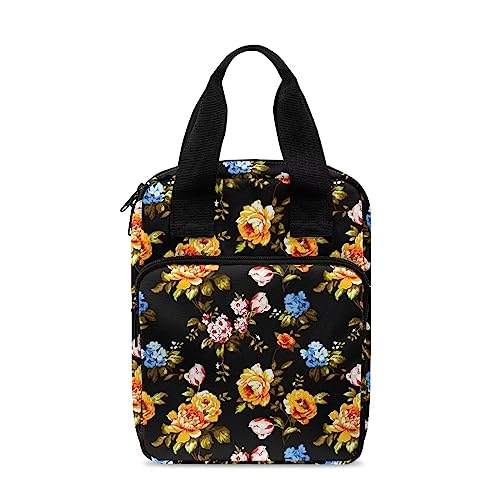 Poceacles Bibeltasche mit bunten Rosenblumen, Tragetasche, Büchertasche mit Griff, Kirchentasche mit Lesezeichen und Stifthalter, für Bibelgeschenk für Frauen von Poceacles