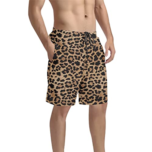 Poceacles Herren-Badehose für Sommer, Sport, mit Kordelzug, Boardshorts, Badeanzüge, Loungehose, Leopard-braun, 56 von Poceacles