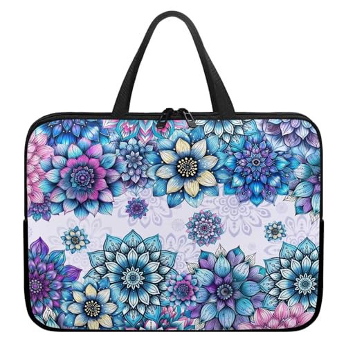 Poceacles Laptophülle mit Boho-Mandala-Blumendruck, Tablet-Schutzhülle mit Griff, Computertasche, Tragetasche, Neopren, Notebook-Hülle, Kuriertasche, Aktentasche für von Poceacles