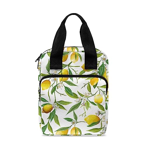 Poceacles Lemon Green Leaf Designs Bibel Tote Bag with Handle and Zipper Bible Case Carrying Bible Book Bags for Women Men Study Bible Tote Bag Bible Accessories von Poceacles