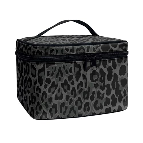 Poceacles Tragbare Make-up-Tasche, Kosmetiktasche für Damen und Mädchen, multifunktionaler Kulturbeutel, Organizer für Reise-Zubehör, Schwarz Leopard, Einheitsgröße von Poceacles