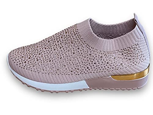 Pogolino Damen Sneakers Glitzer Slip On Sportschuhe Laufschuhe Freizeitschuhe (6619 Rosa 36) von Pogolino