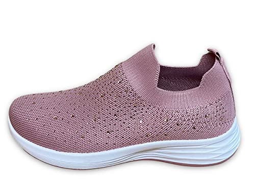 Pogolino Damen Sneakers Glitzer Slip On Sportschuhe Laufschuhe Freizeitschuhe (Rosa 38) von Pogolino