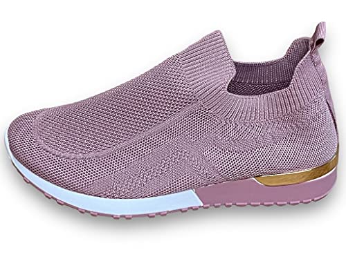 Pogolino Damen Sneakers Slip On Laufschuhe Turnschuhe Freizeitschuhe (6101 Rosa 38) von Pogolino