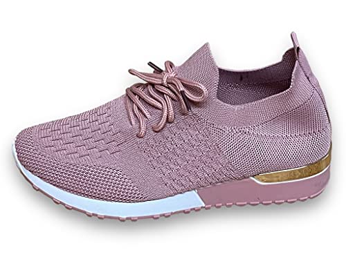 Pogolino Damen Sneakers Slip On Laufschuhe Turnschuhe Freizeitschuhe (6102 Rosa 36) von Pogolino