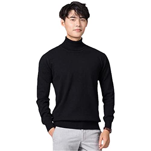 Kaschmir Rollkragenpullover Herren Herbst/Winter Rollkragen Langarm Reine Farbe Pullover Herren, Schwarz , Medium von Pokem&Hent