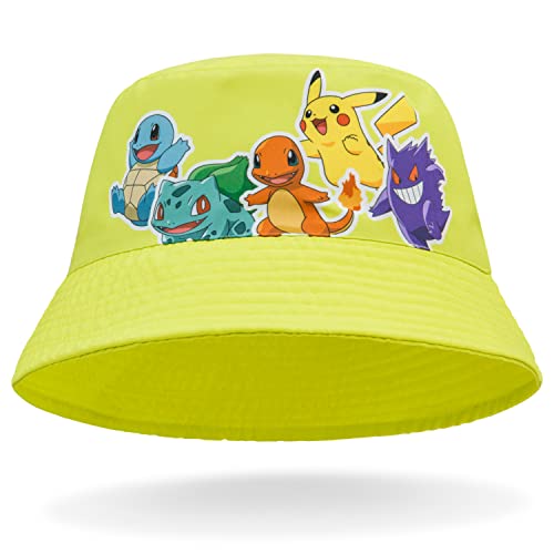 Pokemon Baseball Cap Snapback Cap Kinder Jungen Bucket Hat Kinder Mützen Fischerhut Jungen Mädchen Fischermütze Anglerhut Sonnenhut Kinder Pikachu Offizielles Merchandise (Gelb) von Pokémon