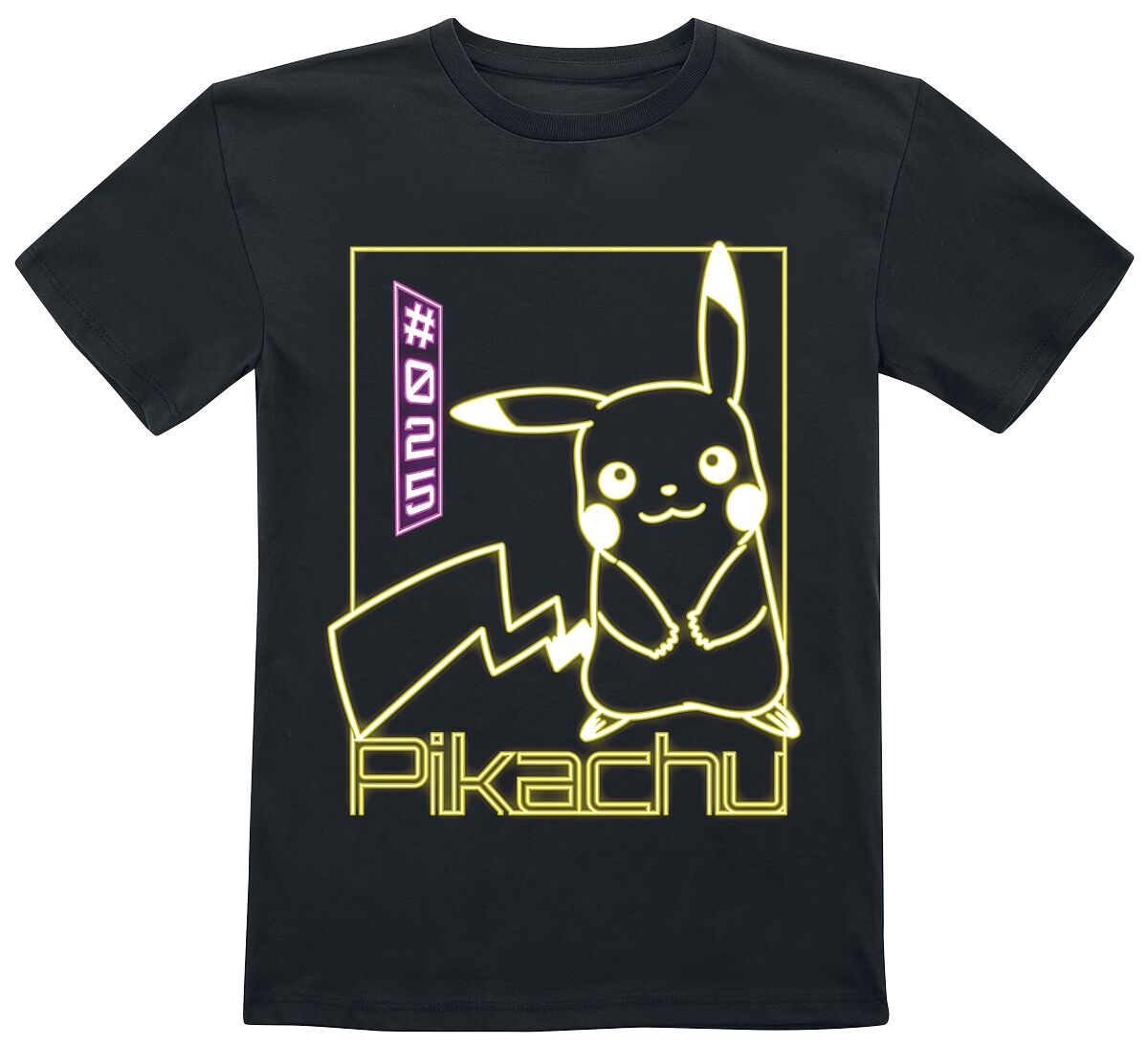 Pokémon - Gaming T-Shirt für Kleinkinder - Kids - Pikachu Neon - für Mädchen & Jungen - schwarz von Pokémon